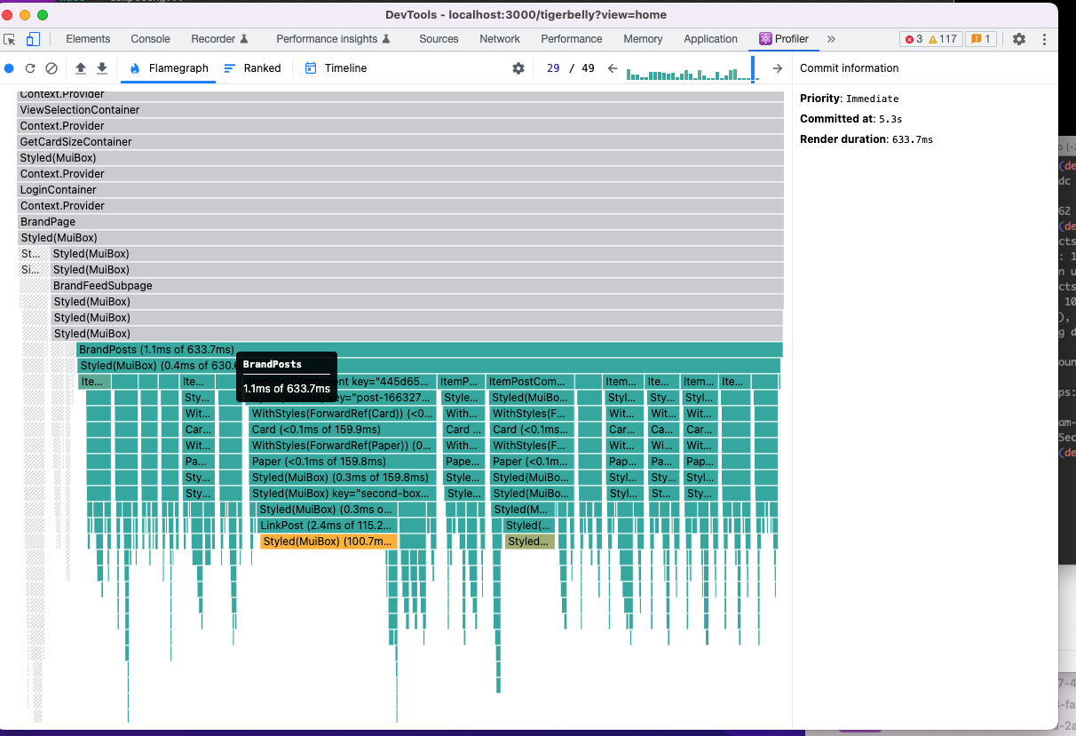 React Profiler Flamegraph